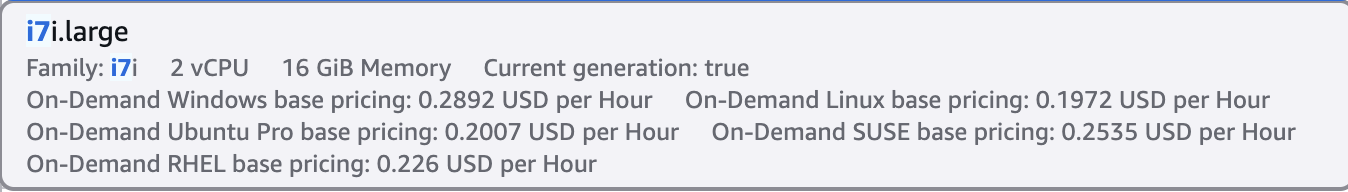 i7i.large instance pricing and shape