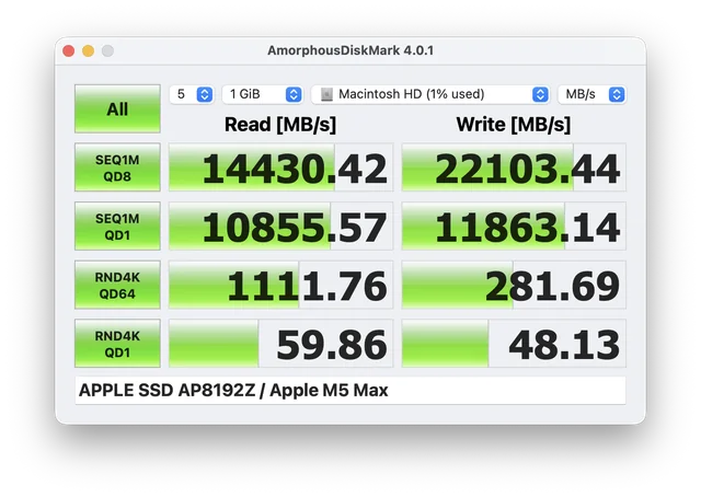 MacBook Pro local NVMe result